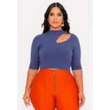 Blusa Feminina Plus Size Malha Ribana Detalhe Gota