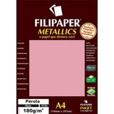 Papel Perolado Rosa A4 210x297mm 180g/m² Filipaper 15 Folhas