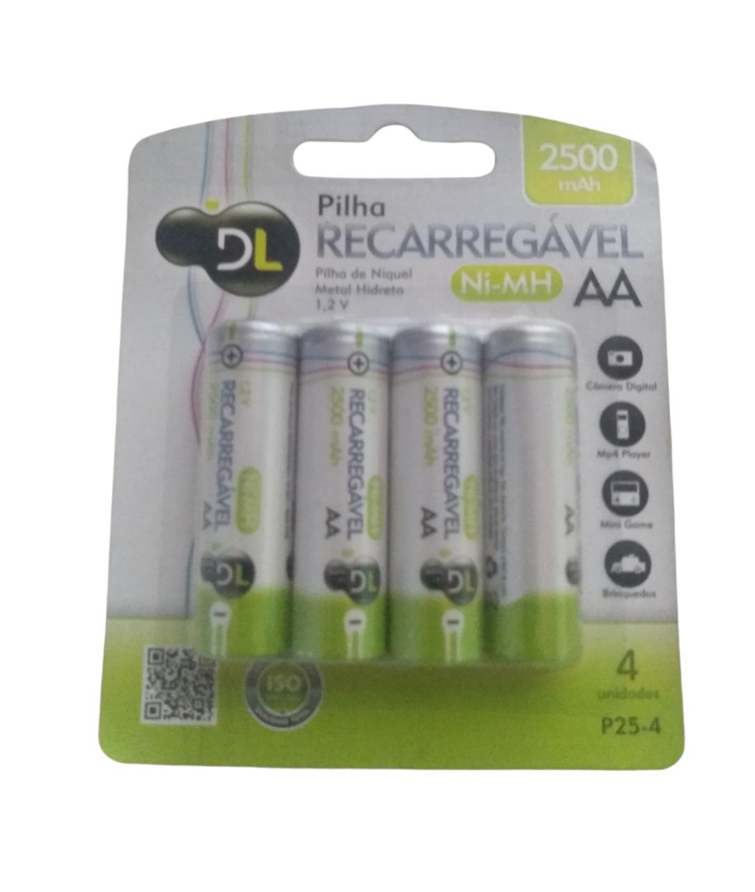 Pilha Recarregável Aa 2500mah - 4 Un