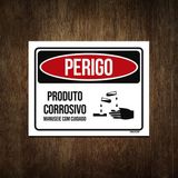 Placa De Sinalização - Perigo Produto Corrosivo 27x35