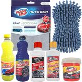 Kit Limpeza Automotiva Cera Pretinho Esponja Microfibra