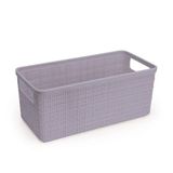 Cesto Plástico Juta Alongado Pequeno 21x9cm Cinza 1,5l