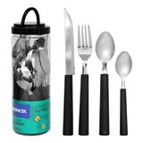 Jogo Talheres Brinox Riviera 24 Peças + Pote - Preto