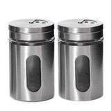 Saleiro E Pimenteiro Kit2 Potes Porta Temperos Inox Visor