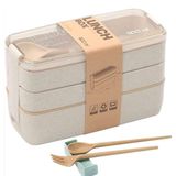 Lancheira Lunch Box 3 Compartimentos 900ml + Talheres