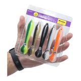 Kit 5 Iscas Artificiais Pesca Soft Shad Jig Tucunare 10cm