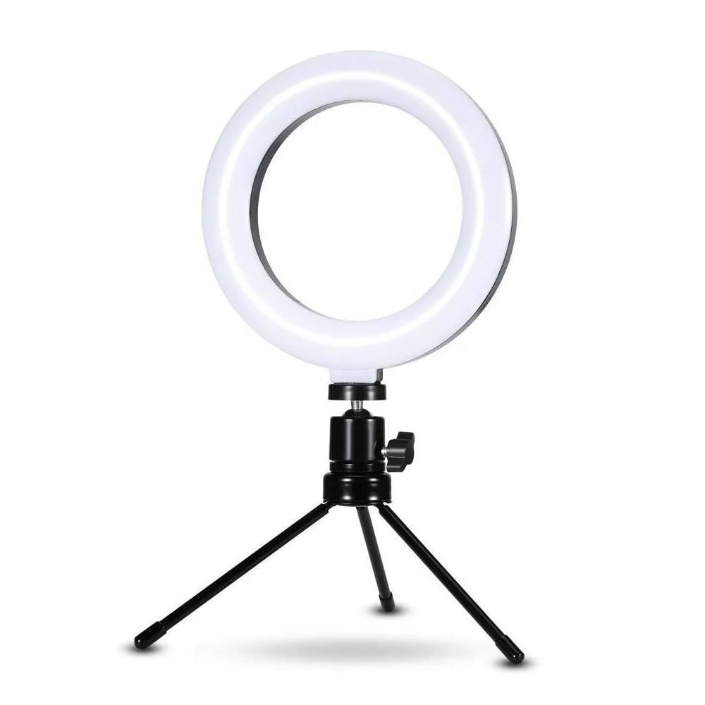 Ring Light Led Mesa Iluminador Pequena Tripé 6 Polegada 16cm