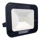 Refletor Led Slim Ip65 Preto 10w Quente 3000k Taschibra