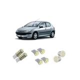 Led Pingo E Peugeout 206 Farolete Placa Teto Ré Kit