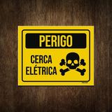 Placa De Sinalização Aviso Perigo Cerca Elétrica 27x35