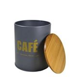 Pote Lata Redondo Preto Para Mantimentos Café Com Tampa 1,2l