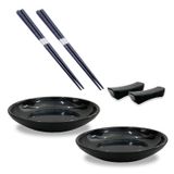 Kit Oriental Japonês Hashi Molheira E Descanso Hashi 6 Pçs