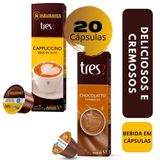 20 Capsulas Tres Corações Cappuccino Havanna+choco Caramello