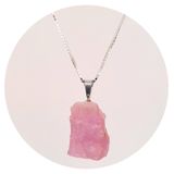 Pingente Prata 925 Quartzo Rosa Bruto - Natural E Legítimo