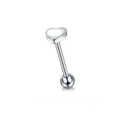 1 Piercing Lingua Titânio 1.6mm 16mm Coração 7mm Prateado