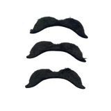 Kit 3un Bigode Curvado Falso Preto Fantasia Pelucia Adesivo