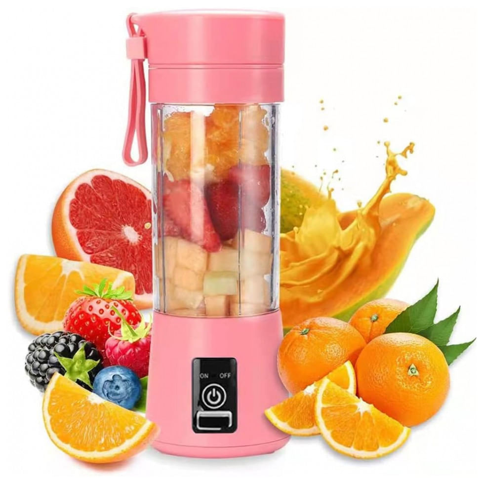 Liquidificador Portátil Em Aço Inoxidável Com 6 Lâminas, 150w, Wenpic, Rosa