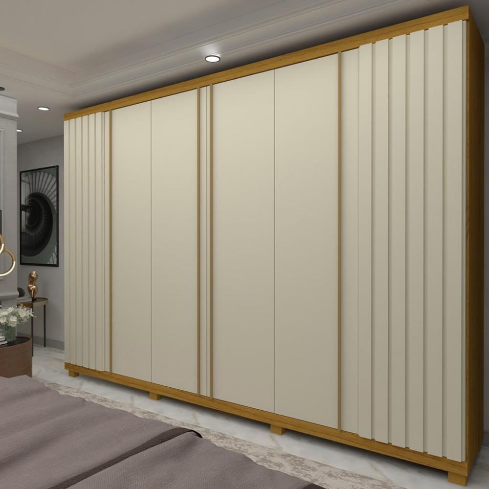 Guarda Roupa Casal Com Pés 6 Portas 4 Gavetas Ripado Absolut New Gelius