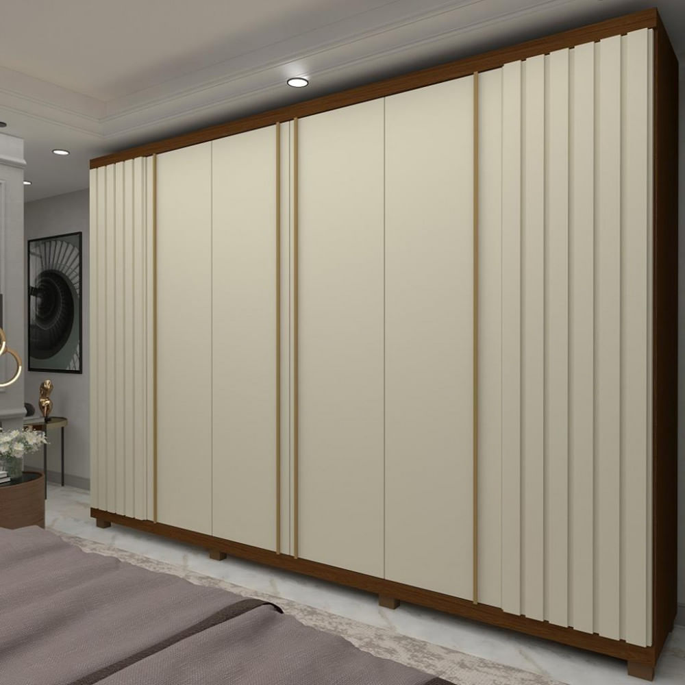 Guarda Roupa Casal Com Pés 6 Portas 4 Gavetas Ripado Absolut New Gelius