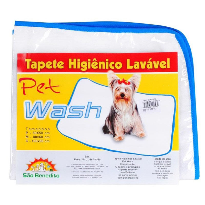 Tapete Higiênico Lavável Azul Tamanho M 80x60 Cm