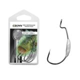 Kit 5 Anzol Pesca Offset 3/0 Lastreado 2,5g Isca Soft Crown