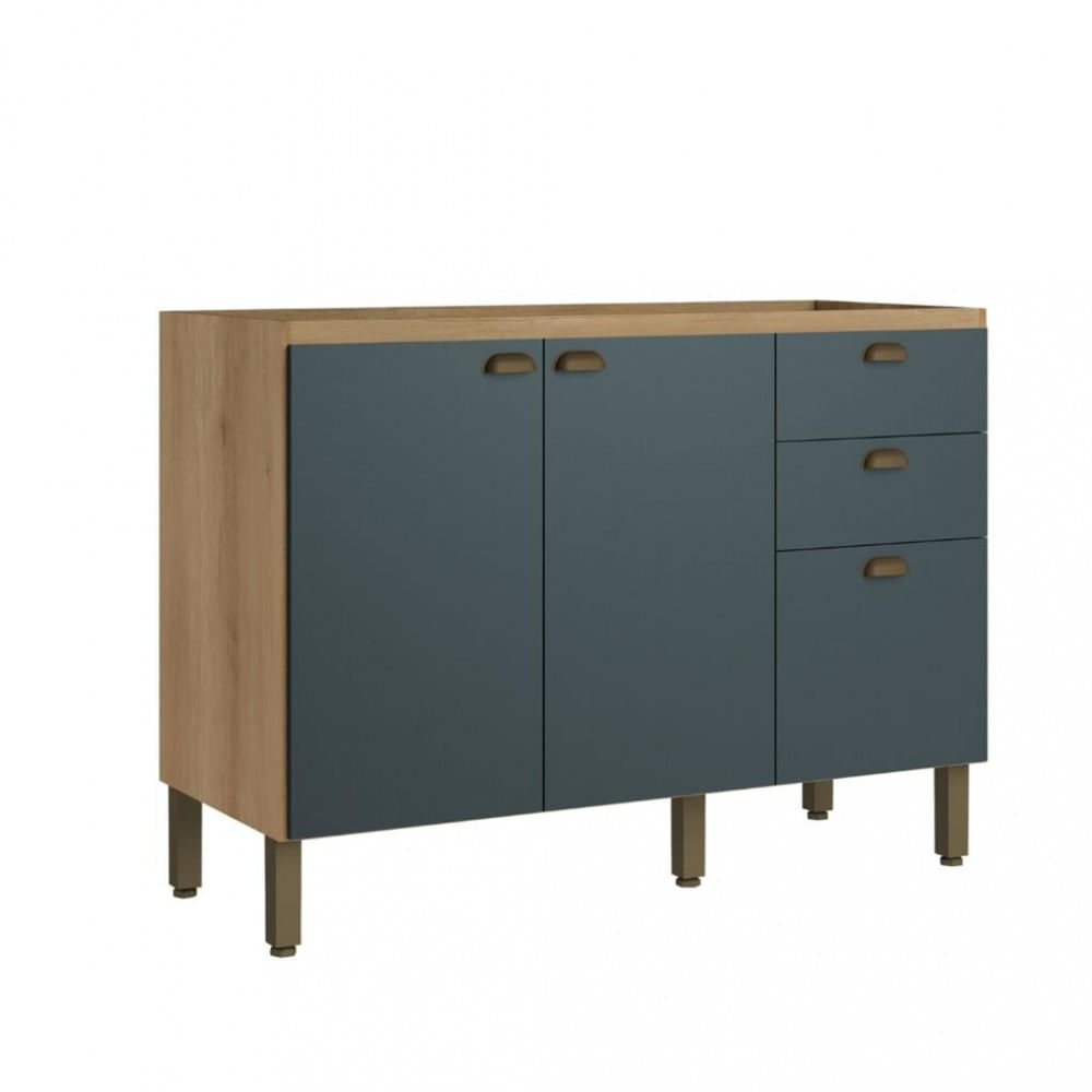 Balcão 2 Portas 3 Gavetas 120cm Sem Tampo Finesse Thb