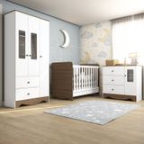 Quarto De Bebê Completo Com Guarda Roupa E Cômoda Com Janelas E Berço Americano Ben