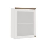 Armário Aéreo Para Cozinha Com 1 Porta Provençal De Vidro Mini Boreal Iluminata  Branco Fosco