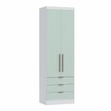 Guarda Roupa Modulado 2 Portas 3 Gavetas Infinity  Branco Line/pistache Line