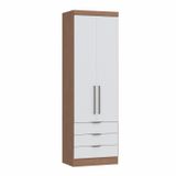 Guarda Roupa Modulado 2 Portas 3 Gavetas Infinity  Macadâmia/branco Line