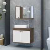 Gabinete Para Banheiro Com Cuba De Sobrepor E Espelheira 60cm Clean Avelato / Branco