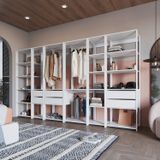 Guarda Roupa Closet 6 Peças Com 3 Cabideiros 6 Gavetas 16 Nichos Easy Prodecor Branco