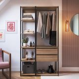 Guarda Roupa Closet 2 Peças Com 1 Cabideiros 2 Gavetas E 6 Nichos Easy Prodecor Preto/montana