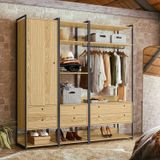 Guarda Roupa Closet Modulado Industrial 1 Porta 6 Gavetas Olivar Pinus