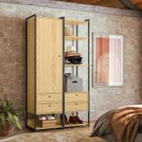 Guarda Roupa Closet Modulado Industrial 1 Porta 4 Gavetas Olivar Pinus