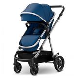 Carrinho De Bebê Para Passeio 2 Em 1 Com Modo Berço E Compatível Com Assento De Carro Infantil, Mompush, Azul