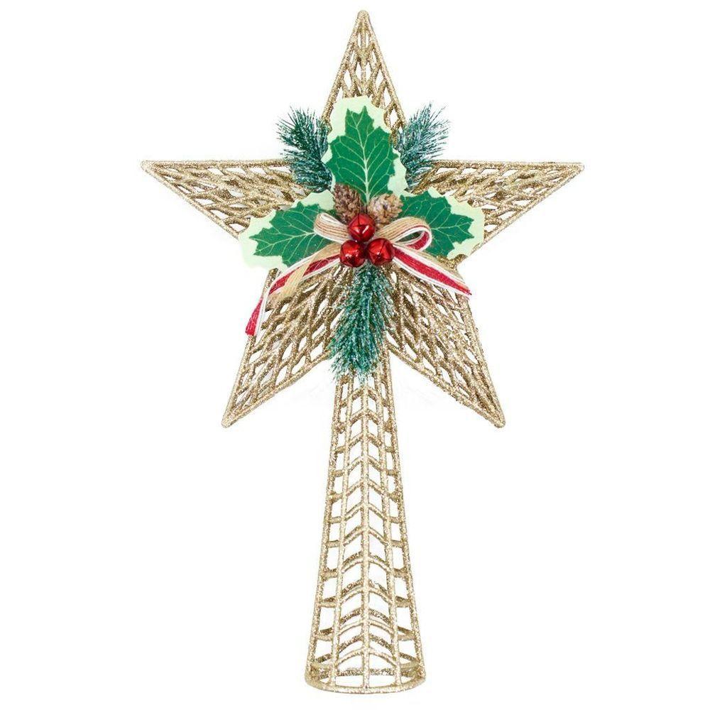 Decoração Enfeite Natal Estrela Natalina Dourada Árvore De Natal 36,5cm