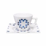 Kit Conjunto 8 Xícaras Cafézinho Babet Oxford Porcelana Estampada 75ml