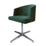 Cadeira Poltrona Base Cromada Giratoria Estofada Arkadina Suede Verde