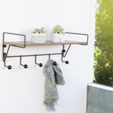 Prateleira Multiuso Com Ganchos Aço Corten/preto