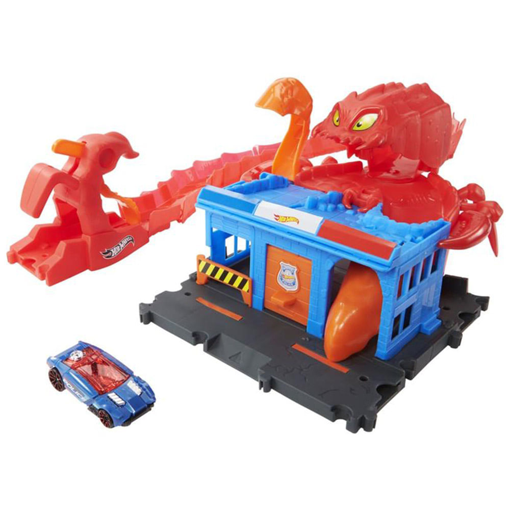 Conjunto Lancador E Pista Hot Wheels City Ataque Do Escorpiao Flex Mattel