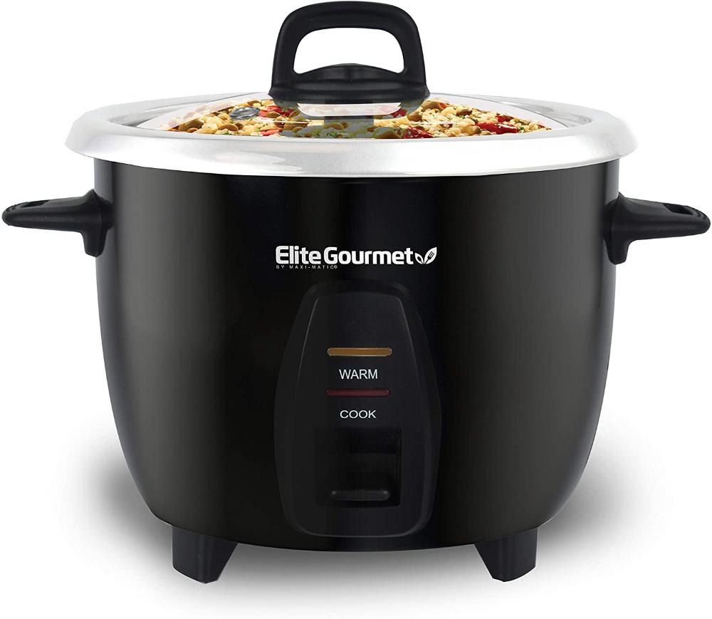 Elite Gourmet Panela Elétrica de Arroz, 2,3 L, 400W, 110V, preta.