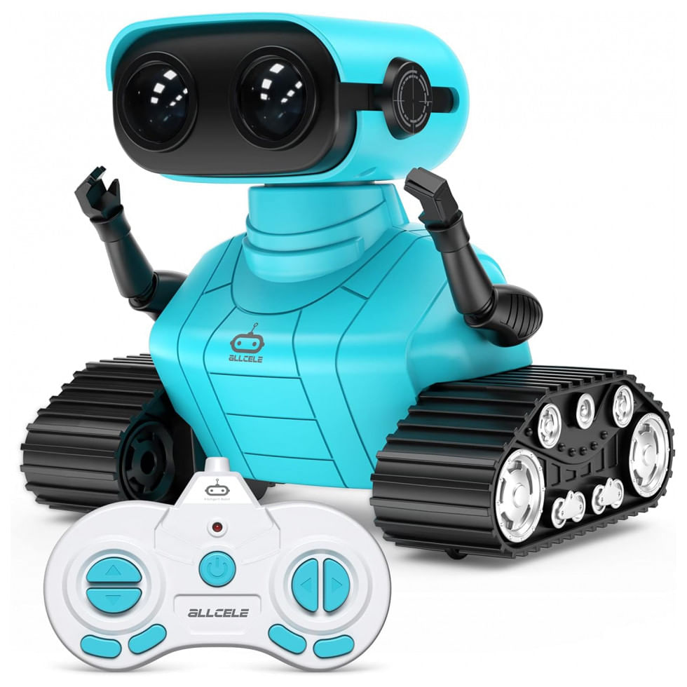 Brinquedo Robo Educativo Inteligente Eletronico E Recarregavel Para Criancas 3 Anos Ou Mais, Allcele Sqn 008, Azul