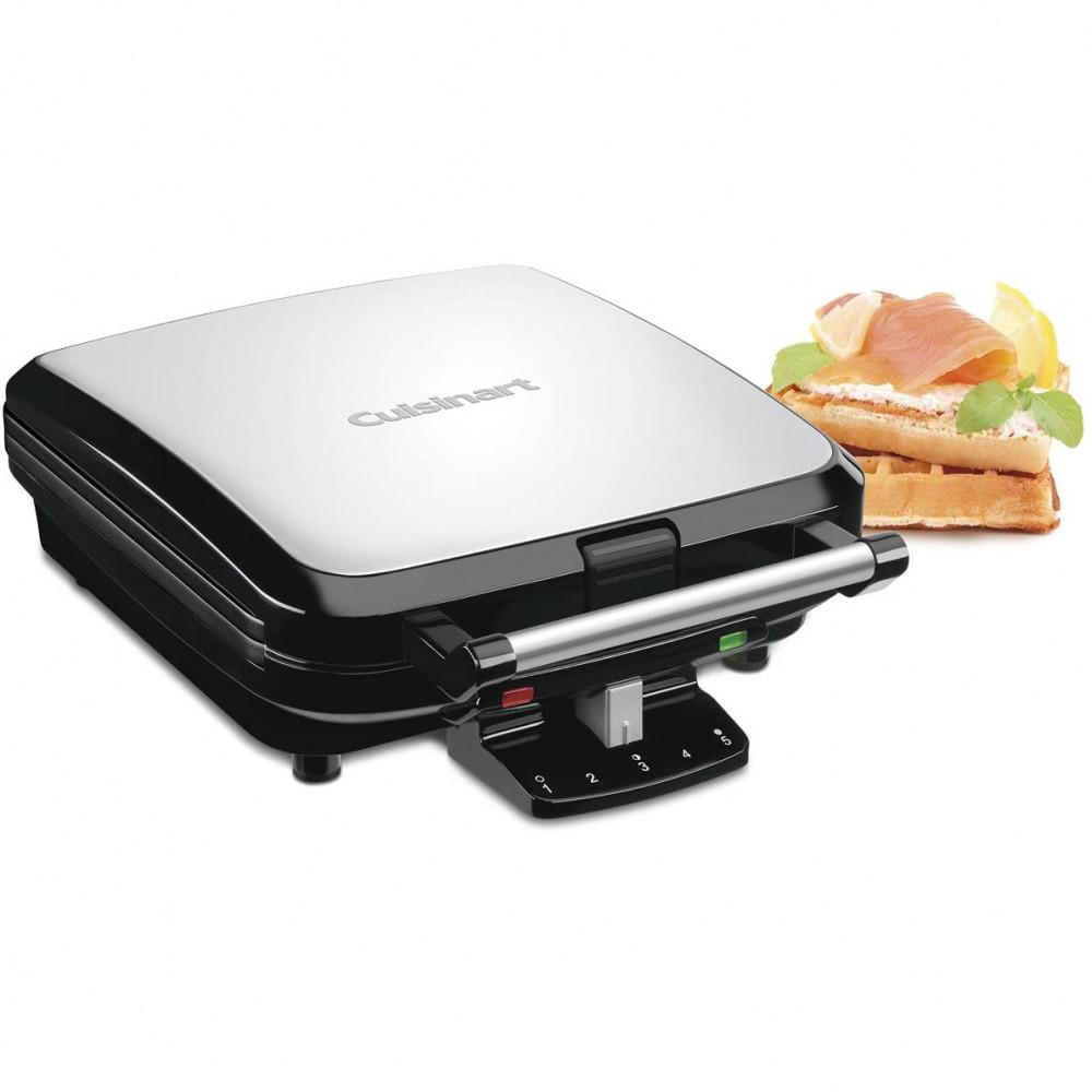 Cuisinart Máquina de Waffle, 4 fatias, 5 Configurações, 1200W, Prata 110V