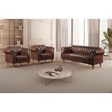 Conjunto 1 Sofá E 2 Poltronas Chesterfield Duque Marrom