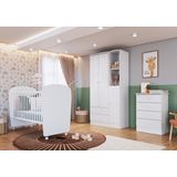 Quarto De Bebê Completo Com 1 Berço 1 Cômoda 1 Guarda Roupa Arco-íris  Branco