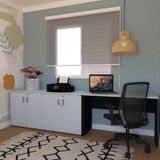 Escrivaninha 100cmx47cm Com Armário Baixo 4 Portas 25mm  Preto/cinza Cristal