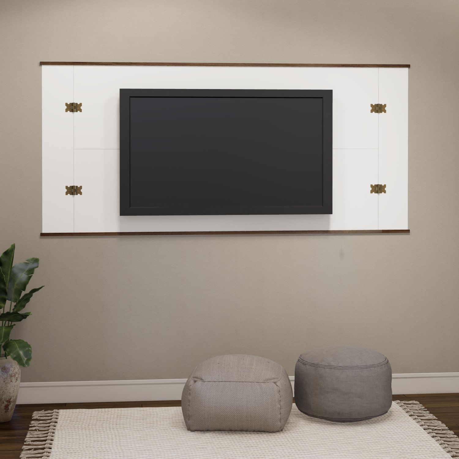 Painel Para Tv Até 65 Polegadas 180cm Liverpool  Branco/madeirado