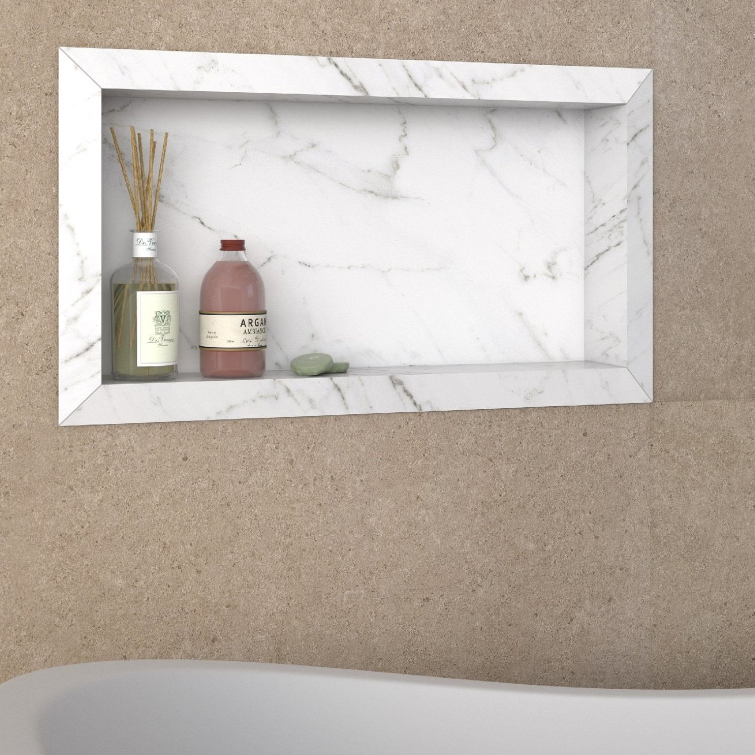 Nicho Para Banheiro Em Porcelanato Polido Diamante 60x30cm  Branco