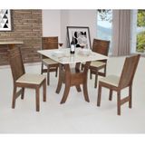 Conjunto Mesa Quadrada Amanda Com 4 Cadeiras Elane  Café/off White